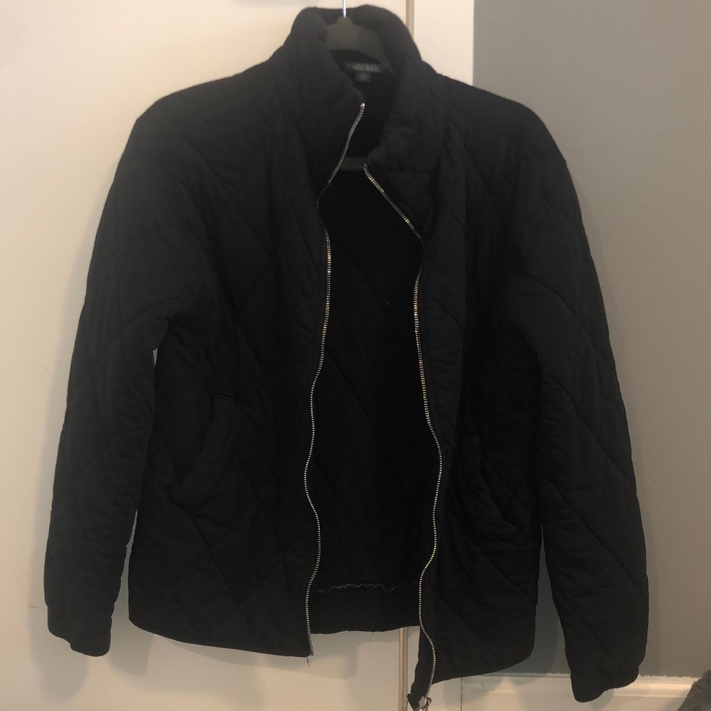 Quilted Black Jacket Zip Up